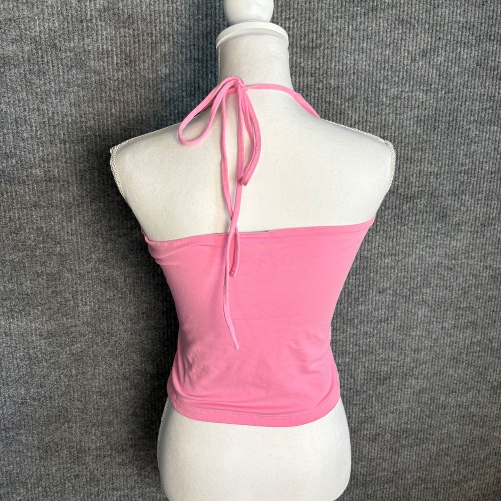 Von Dutch Betty Boop Pink Halter Top Womens L Cherry Graphic Y2K Crop - Picture 2 of 3